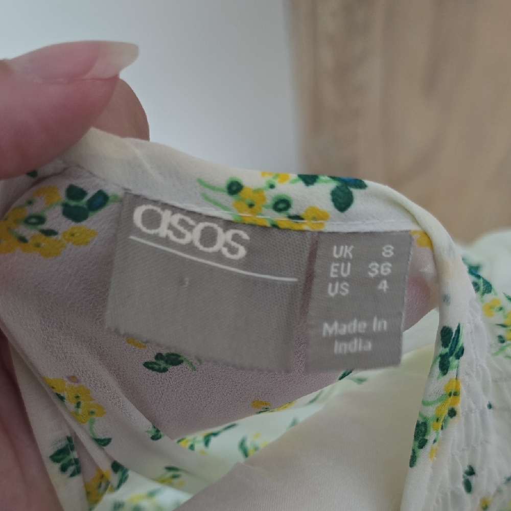 ASOS Smocked Maxi Dress with Yellow and Green Floral Pattern